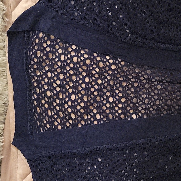 Unique open weave crochet like open front cardigan duster - Picture 9 of 10